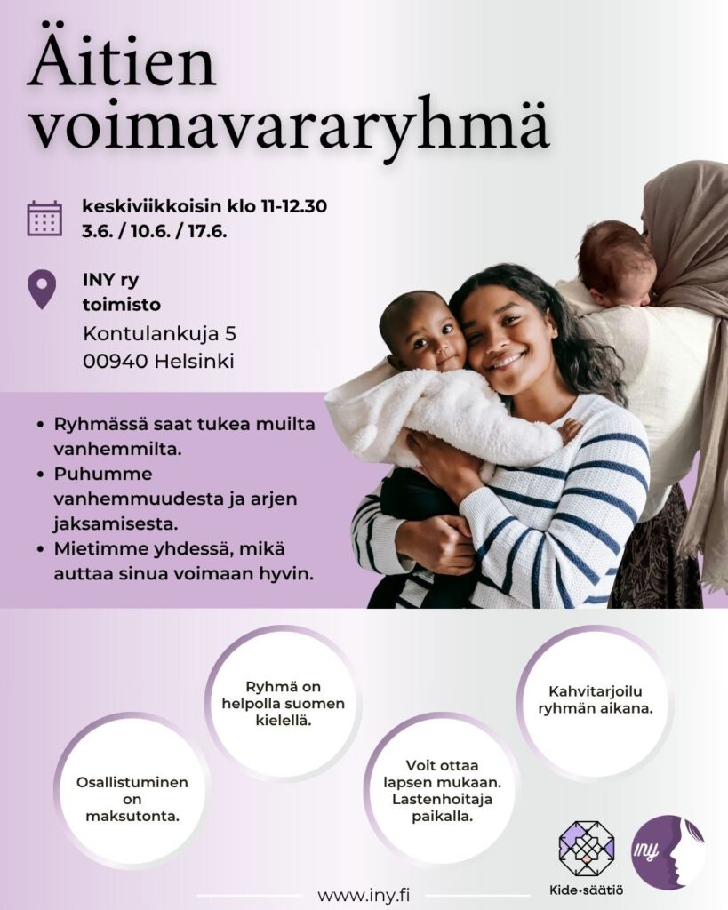 Äitien voimavararyhmän mainos.
